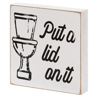 Funny Bathroom Wood Block 3 Asstd - The Fox Decor