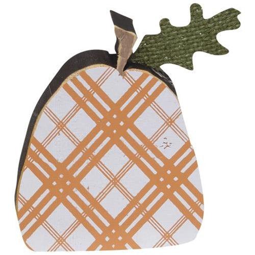 2 Set Orange Plaid Freestanding Pumpkins - The Fox Decor