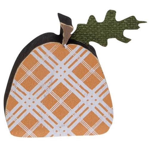 2 Set Orange Plaid Freestanding Pumpkins - The Fox Decor