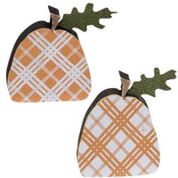 2 Set Orange Plaid Freestanding Pumpkins - The Fox Decor