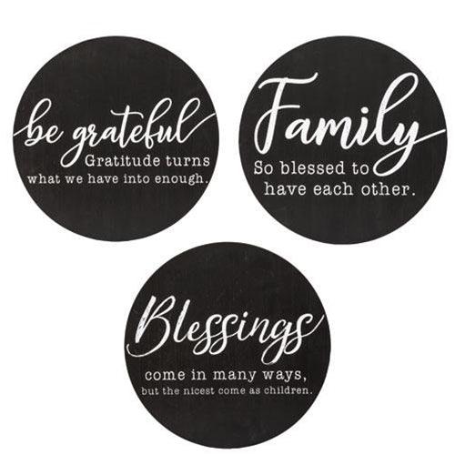 Family Sayings Round Sign 1175 3 Asstd - The Fox Decor