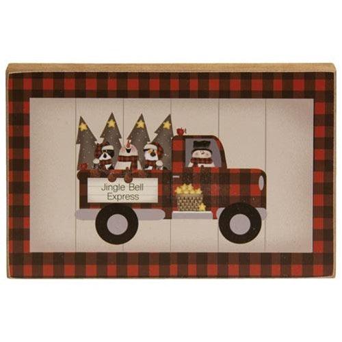 Buffalo Check Jingle Bell Express Truck Block - The Fox Decor
