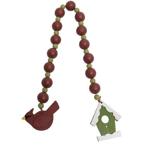 Birdhouse & Cardinal Beaded Ornament - The Fox Decor