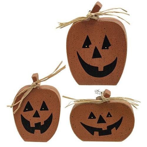 3 Set Chunky Reversible Pumpkin Sitters - The Fox Decor