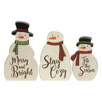 3 Set Tis The Season Reversible Chunky Snowman Sitters - The Fox Decor