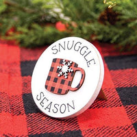 Snuggle Season Buffalo Check Mug Circle Easel Sign - The Fox Decor