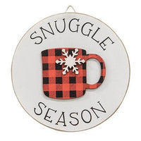 Snuggle Season Buffalo Check Mug Circle Easel Sign - The Fox Decor