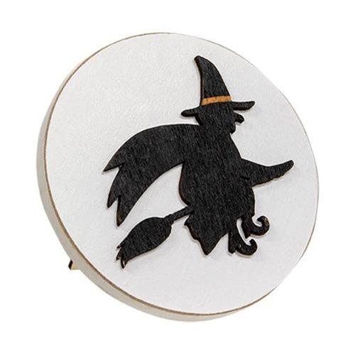 Witch Silhouette Circle Easel Sign - The Fox Decor