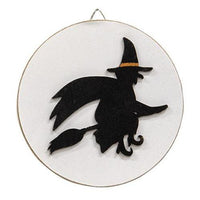 Witch Silhouette Circle Easel Sign - The Fox Decor