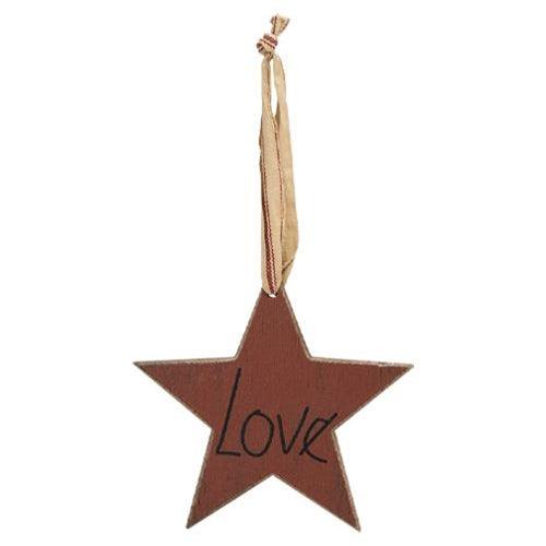 3 Set Joy Love Hope Primitive Star Ornaments - The Fox Decor