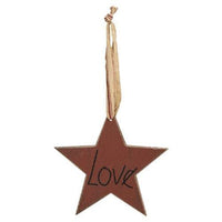 3 Set Joy Love Hope Primitive Star Ornaments - The Fox Decor
