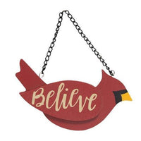 2 Set Believe & Love Wooden Cardinal Ornaments - The Fox Decor