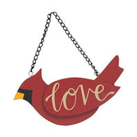 2 Set Believe & Love Wooden Cardinal Ornaments - The Fox Decor