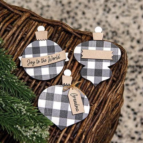 Buffalo Check Traditional Customizable Clip Ornament 3 Asstd - The Fox Decor