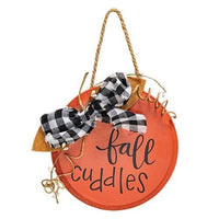 Sweater Weather Round Hanging Sign w Burlap Bow 3 Asstd - The Fox Decor