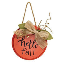 Sweater Weather Round Hanging Sign w Burlap Bow 3 Asstd - The Fox Decor