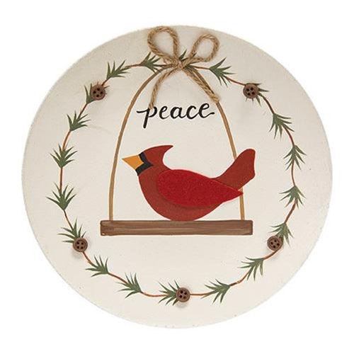 Peace & Love Cardinal Plate 2 Asstd - The Fox Decor