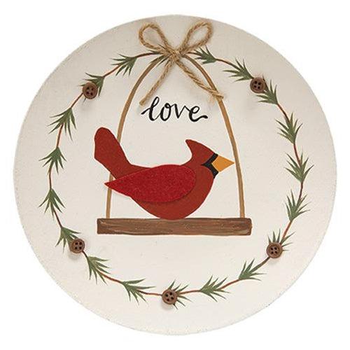 Peace & Love Cardinal Plate 2 Asstd - The Fox Decor