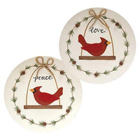 Peace & Love Cardinal Plate 2 Asstd - The Fox Decor