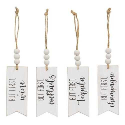 But First Beaded Drink Tag 4 Asstd - The Fox Decor