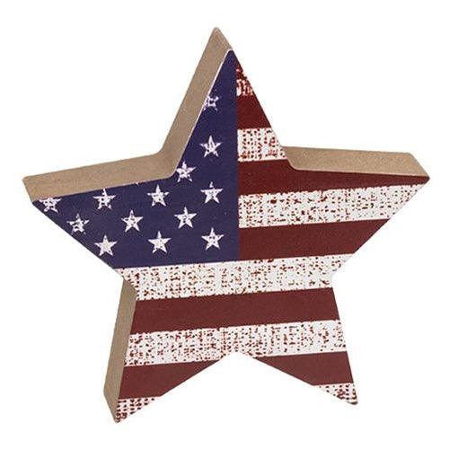 USA Flag Chunky Wooden Star - The Fox Decor