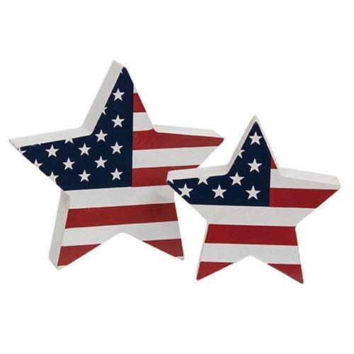 2 Set USA Flag Star Sitters - The Fox Decor