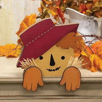 Peeking Scarecrow Wooden Shelf Sitter - The Fox Decor
