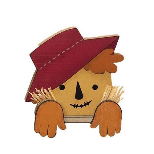 Peeking Scarecrow Wooden Shelf Sitter - The Fox Decor