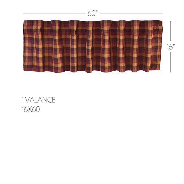Heritage Farms Primitive Check Valance Curtain 16x60 - The Fox Decor