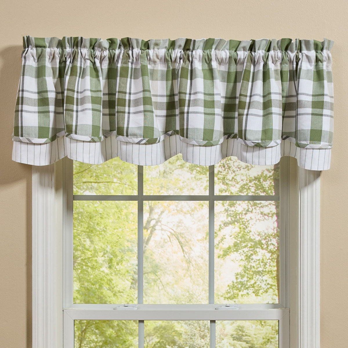 Hayes Plaid Lined Layered Valance - 72x16 Park Designs