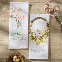 Spring In Bloom Easter Wishes Dishtowel Set of 6 Park Designs - The Fox Decor