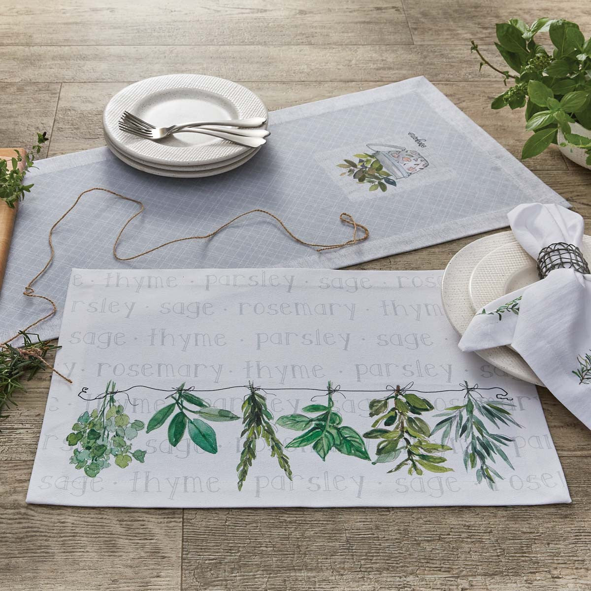 Herb Garden Table Runner 54"L Set of 2 Park Designs - The Fox Decor