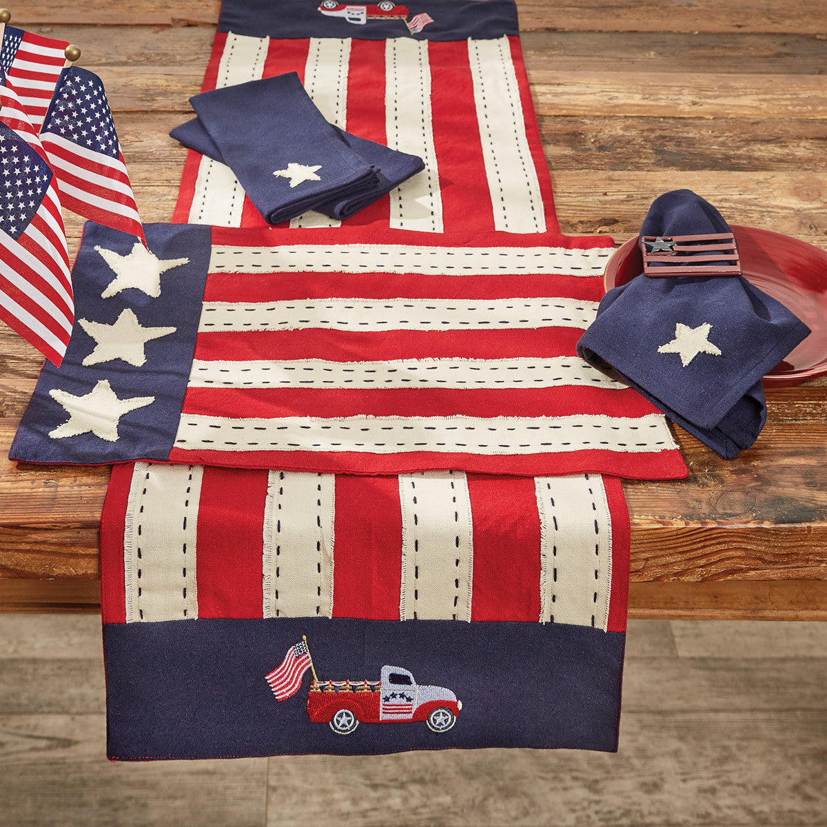 Star Spangled Truck Table Runner 42" L Park Designs - The Fox Decor