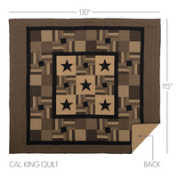 Thumbnail for Black Check Star California King Quilt 130Wx115L - The Fox Decor