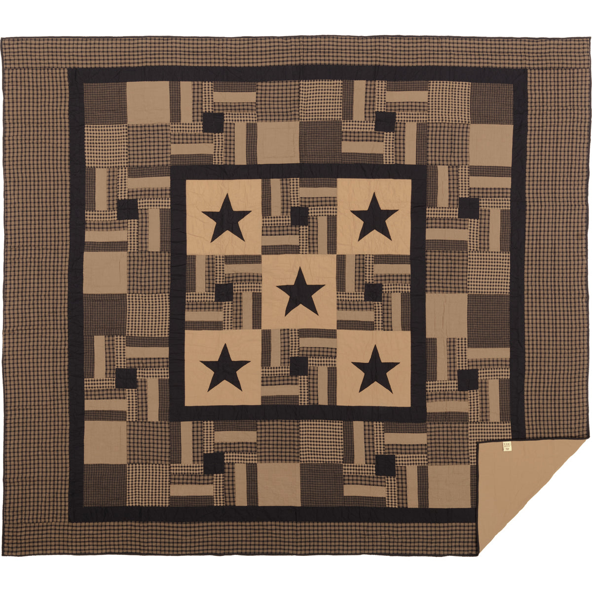 Black Check Star California King Quilt 130Wx115L - The Fox Decor