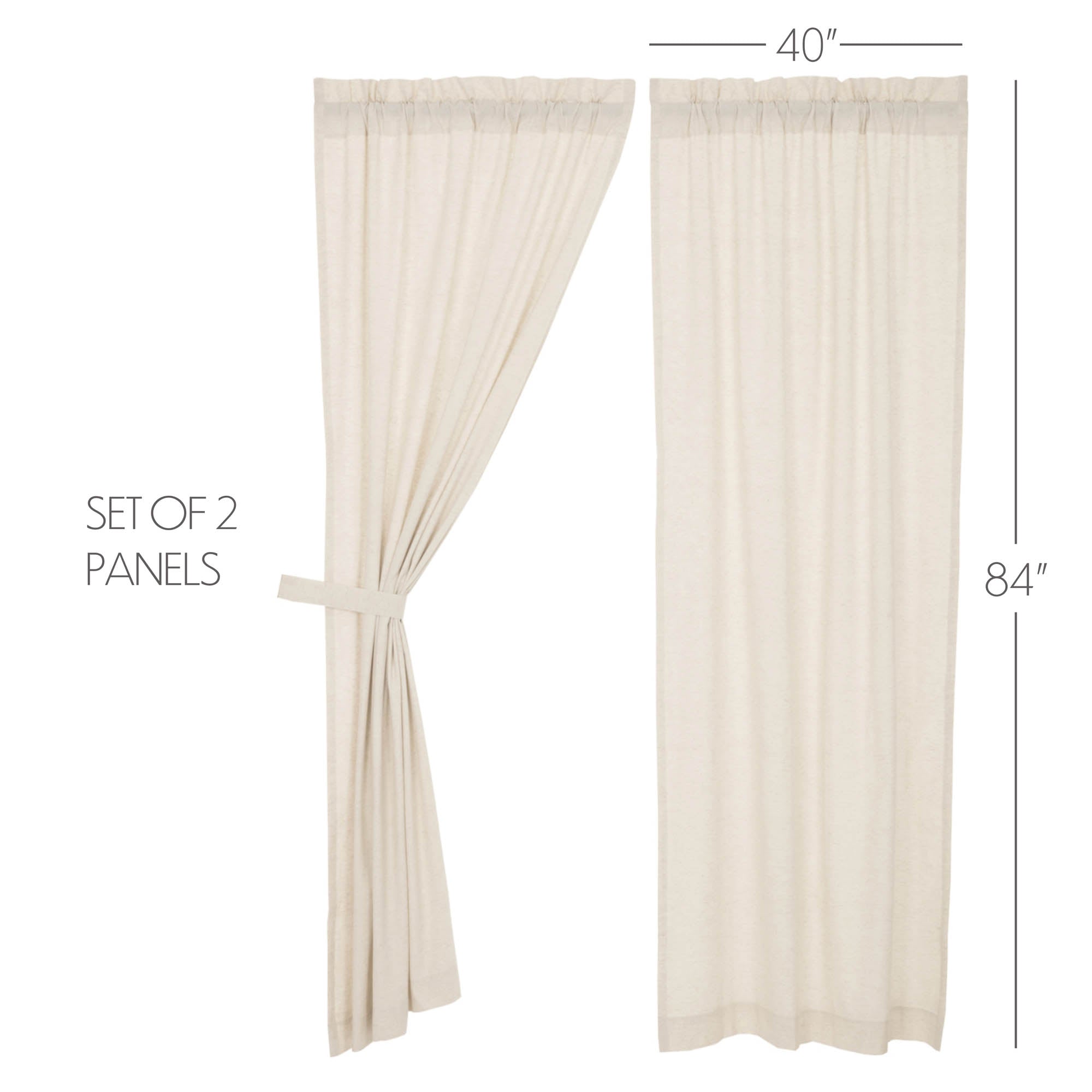 Simple Life Flax Natural Panel Curtain Set of 2 84x40