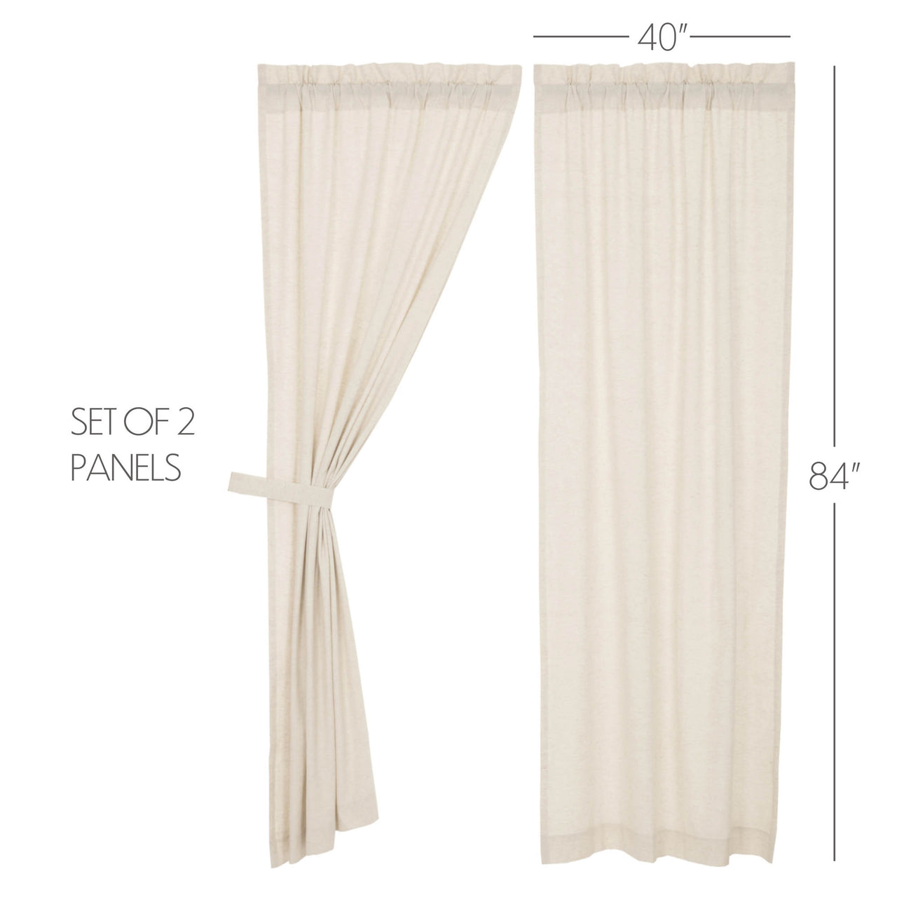 Simple Life Flax Natural Panel Curtain Set of 2 84x40