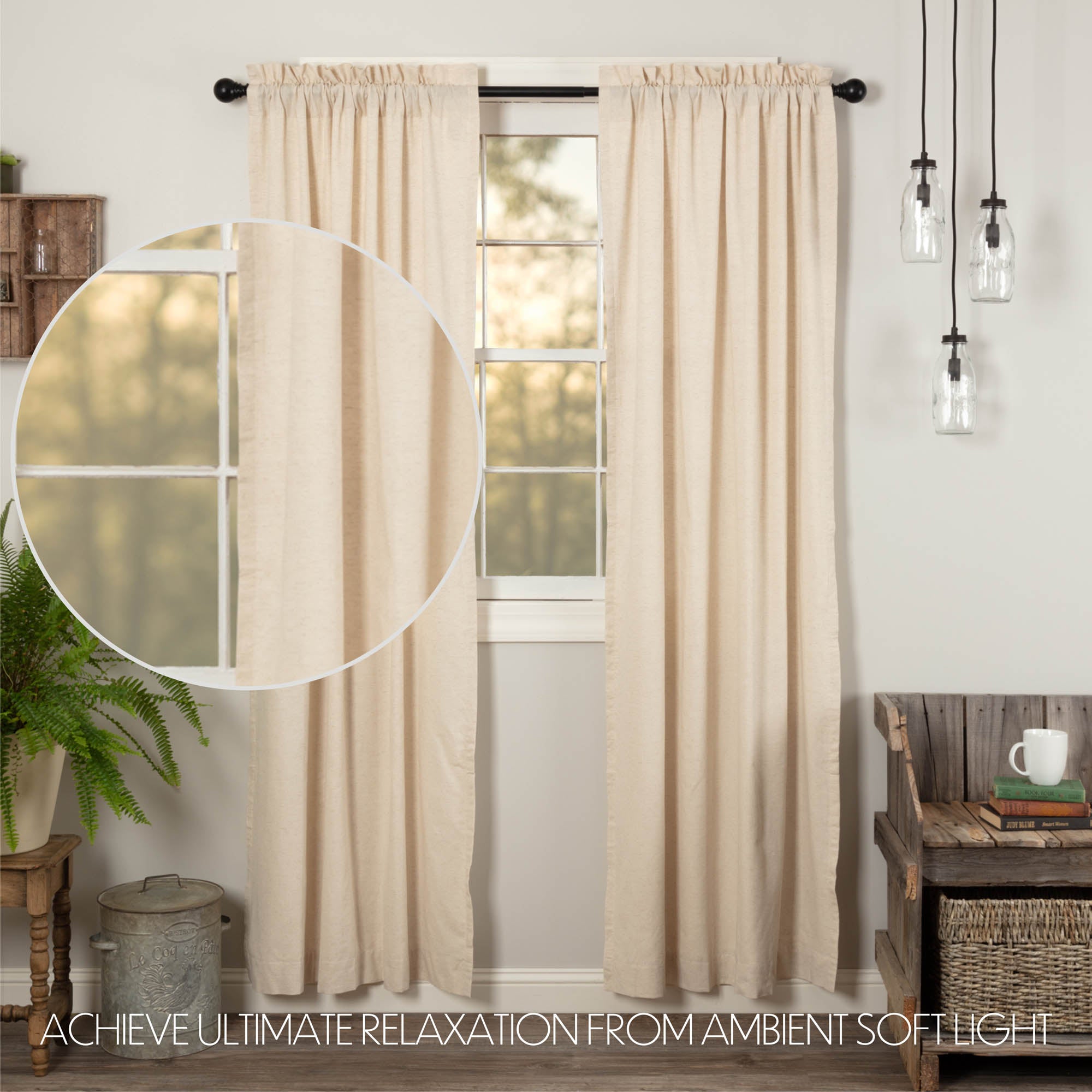 Simple Life Flax Natural Panel Curtain Set of 2 84x40