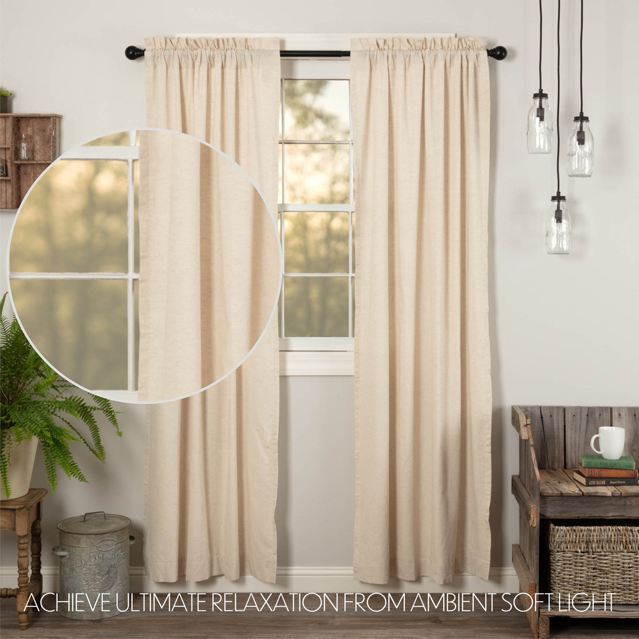 Simple Life Flax Natural Panel Curtain Set of 2 84x40