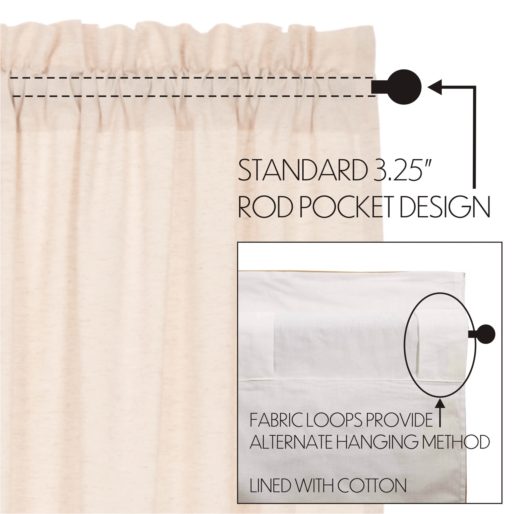 Simple Life Flax Natural Panel Curtain Set of 2 84x40