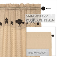 Kettle Grove Short Panel Curtain with Attached Applique Crow and Star Valance Set of 2 63x36 VHC Brands