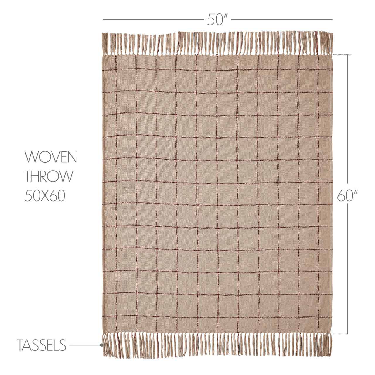 Connell Burgundy Windowpane Woven Throw 50"x60" VHC Brands - The Fox Decor