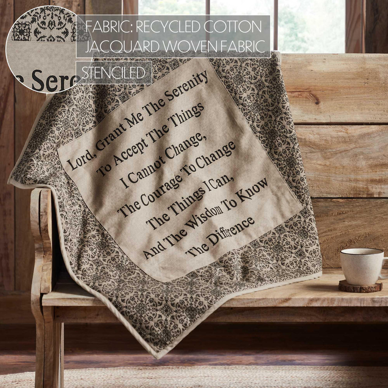 Custom House Black Tan Jacquard Quilted Lap Throw 34Wx34L - The Fox Decor