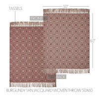 Custom House Burgundy Tan Jacquard Woven Throw 50x60 - The Fox Decor