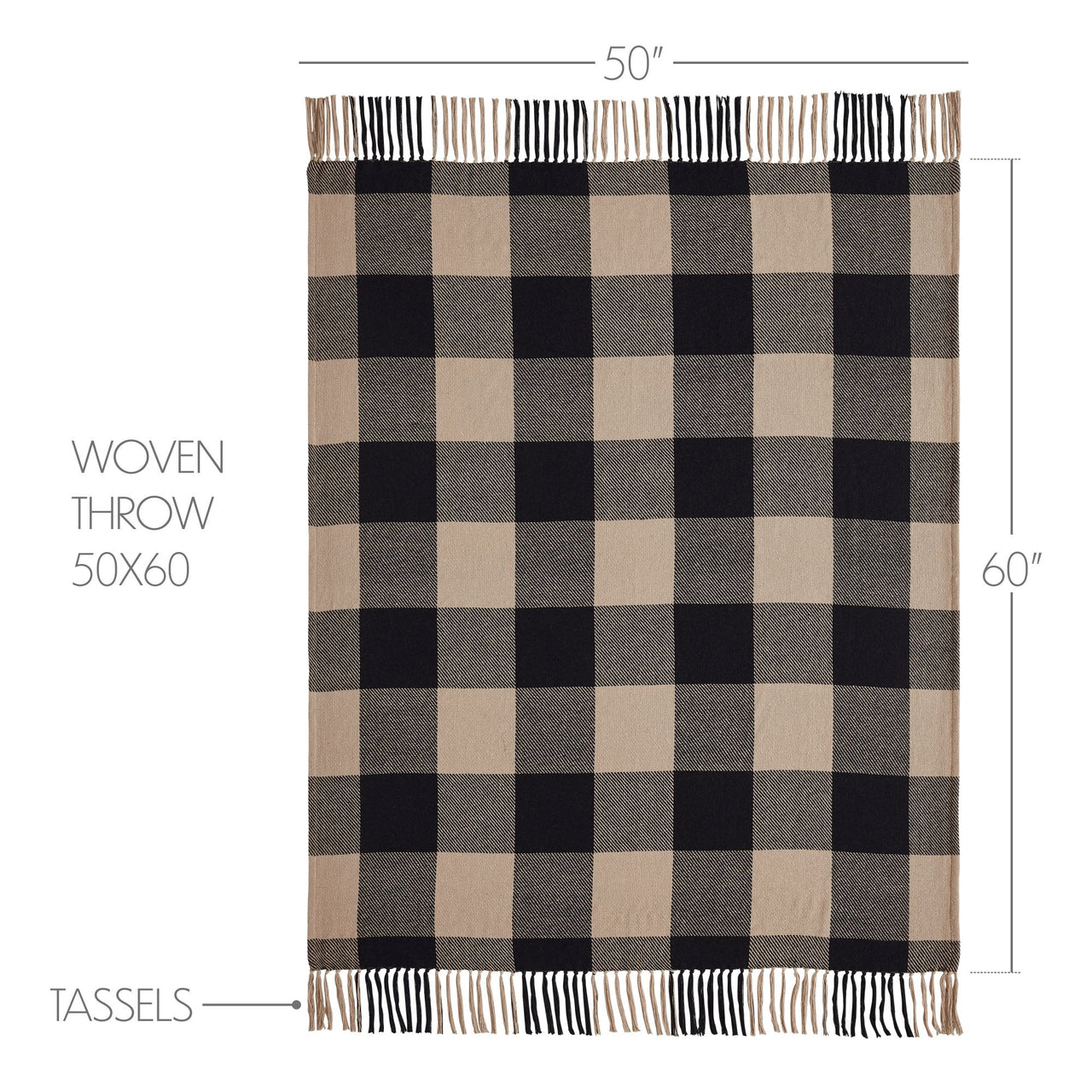 Black Check Woven Throw 50x60