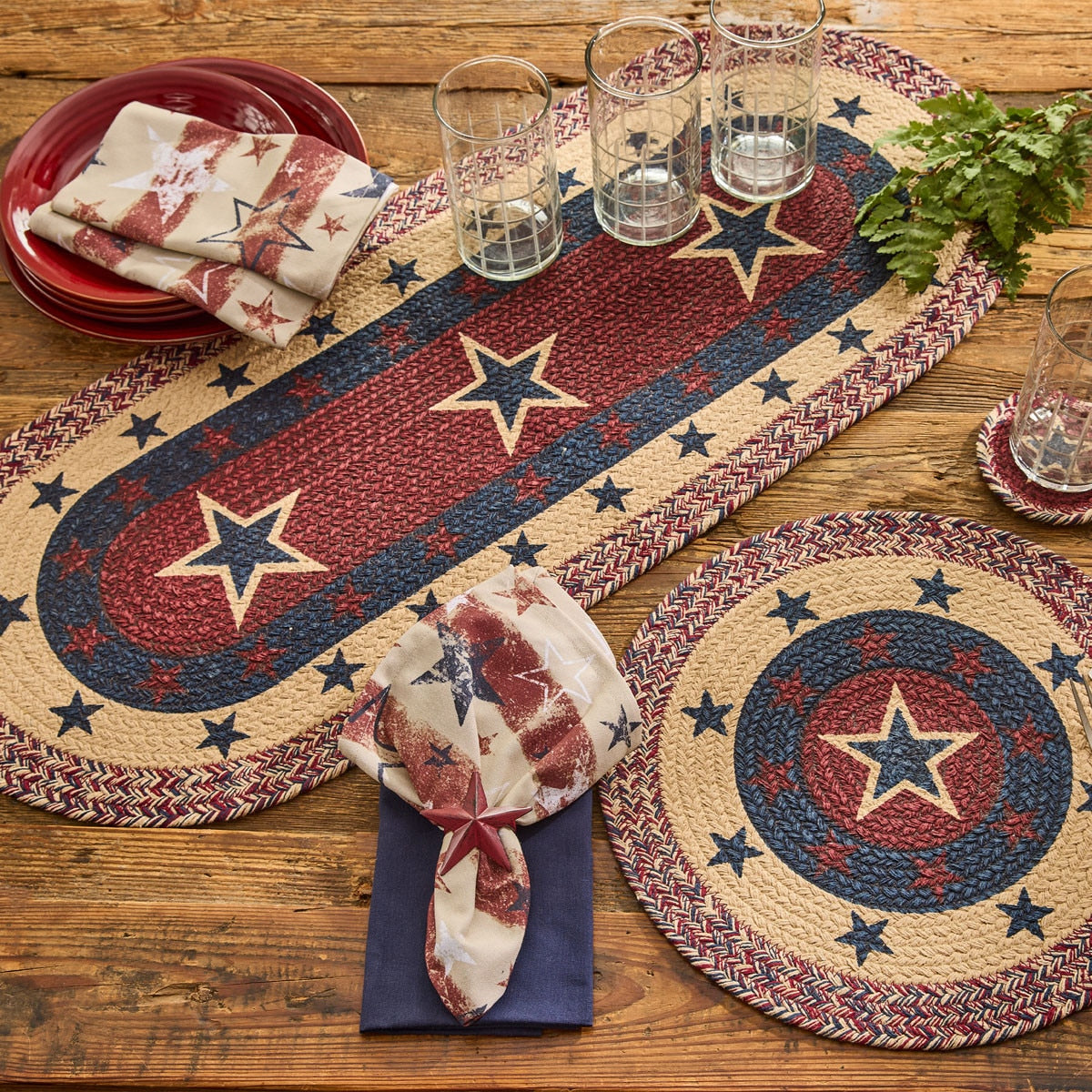 American Star Print Braided Table Runner 36" L  - Park Designs