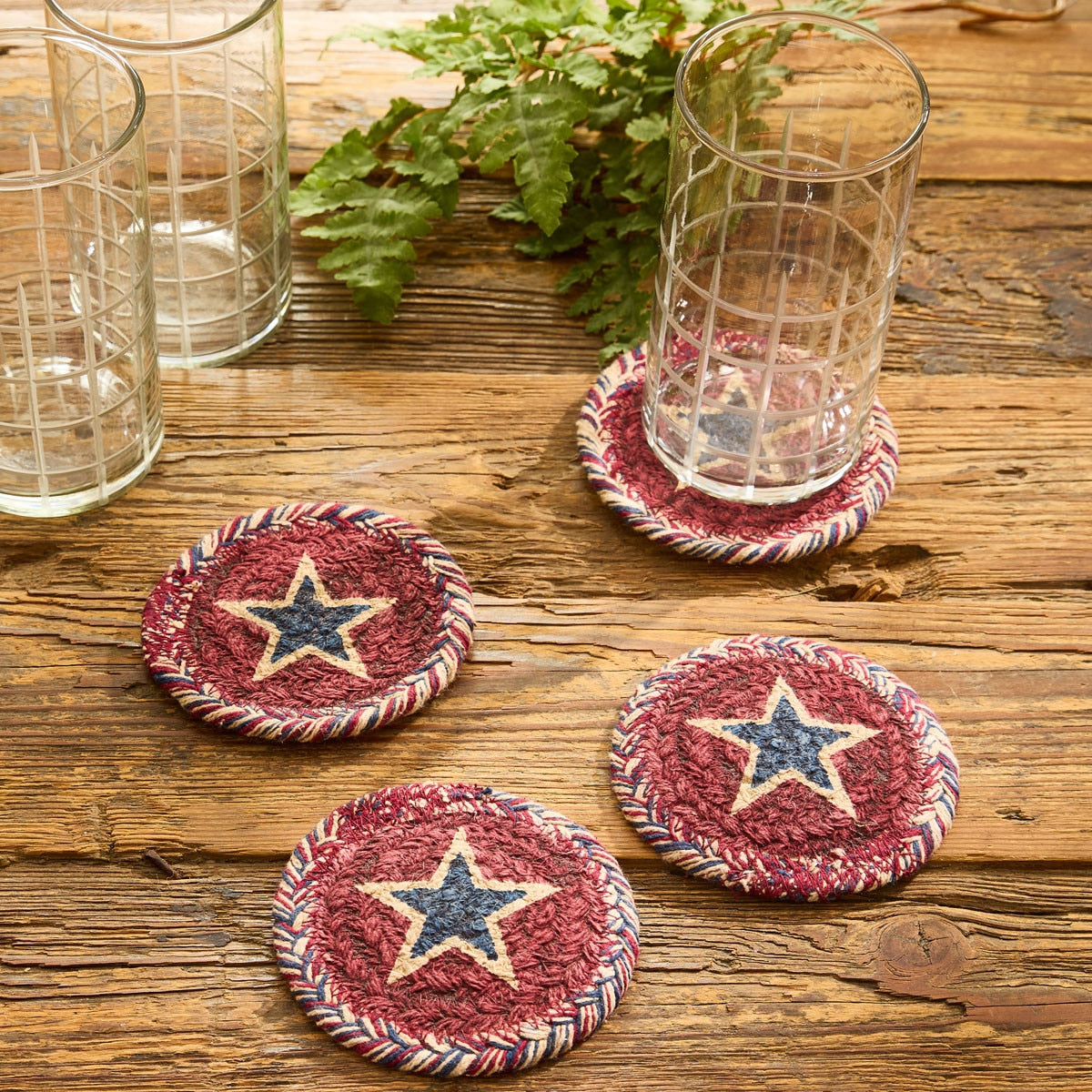 American Star Print Braided Coasters Set of 8 - Park Designs