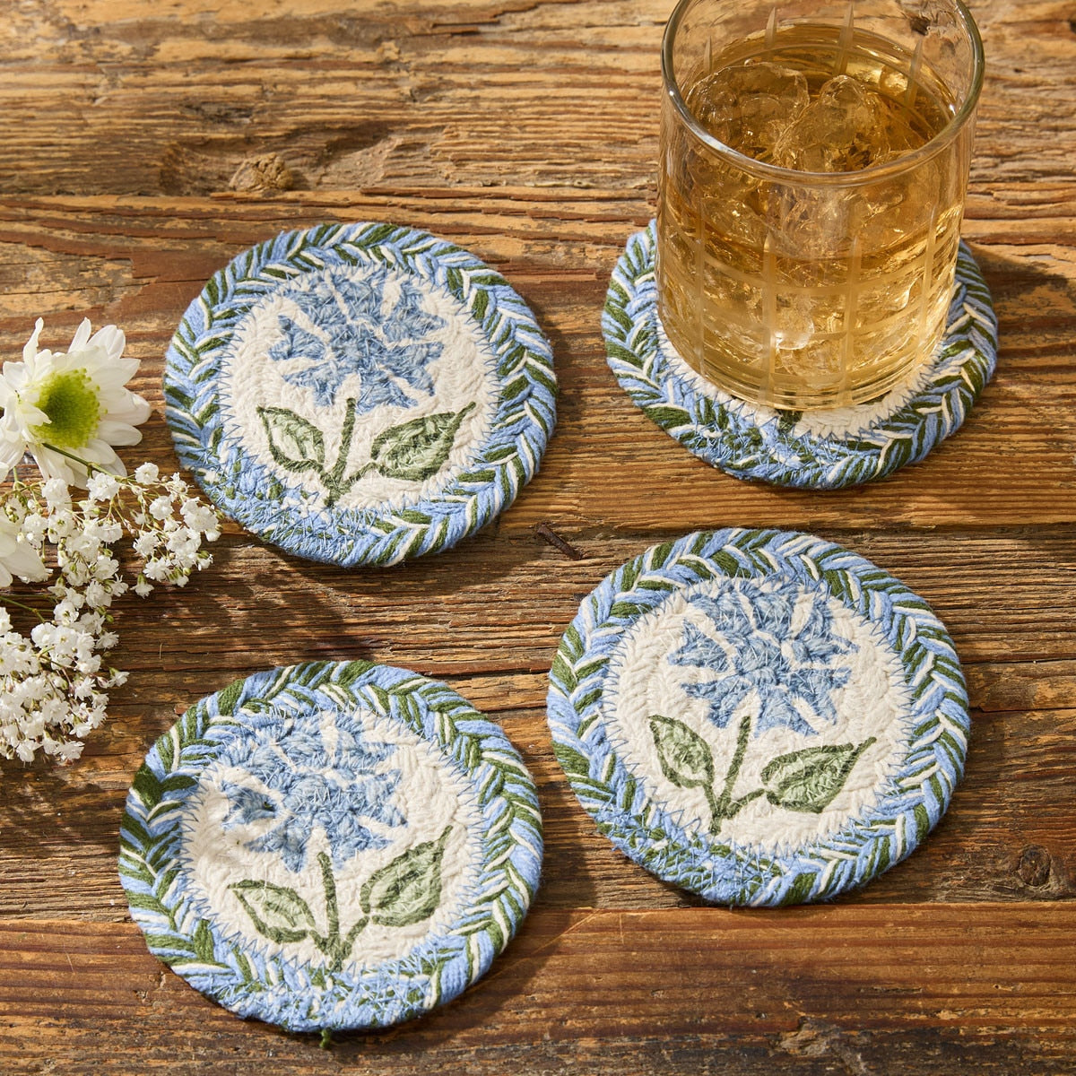 Emmaline Braided Coasters - 4" Set of 8 Park Designs