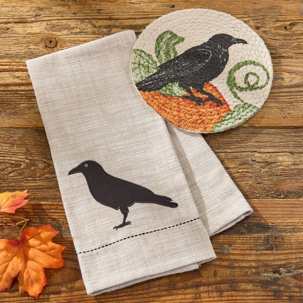 Applique Crow Decorative Dishtowel - Set of 2 Park Designs