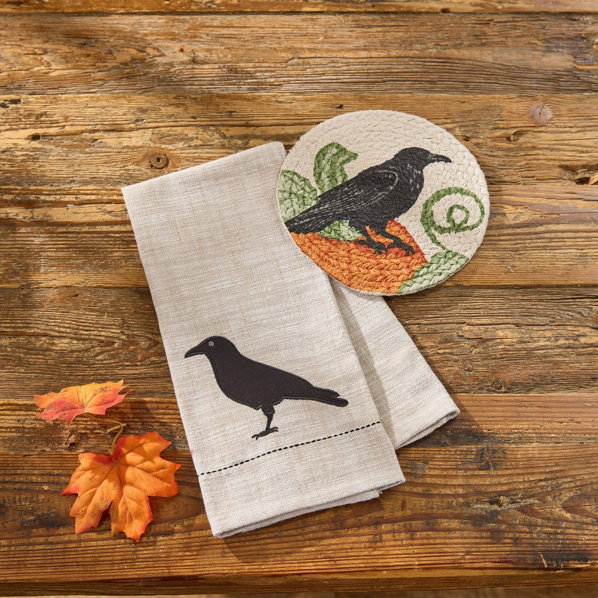Applique Crow Decorative Dishtowel - Set of 2 Park Designs